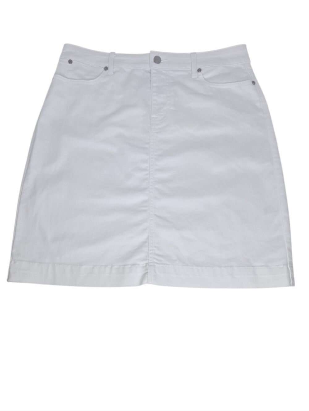 Talbots White Stretch Denim Jean Style Aline Skirt Size 10